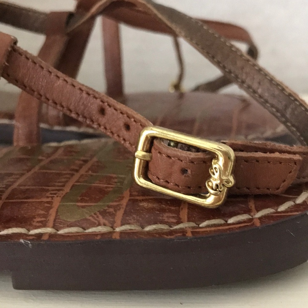 Sam Edelman “Gigi” Flat Brown Strappy Sandals View 3